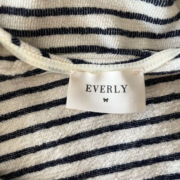 EVERLY black/cream striped tank style fitted dress with waist tie, size S - Picture 5 of 5